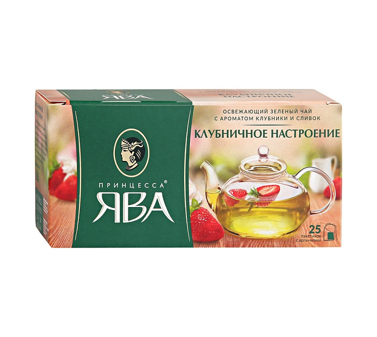 Чай зеленый 25пак Принцесса Ява клубника Чай зеленый 25пак Принцесса Ява клубника