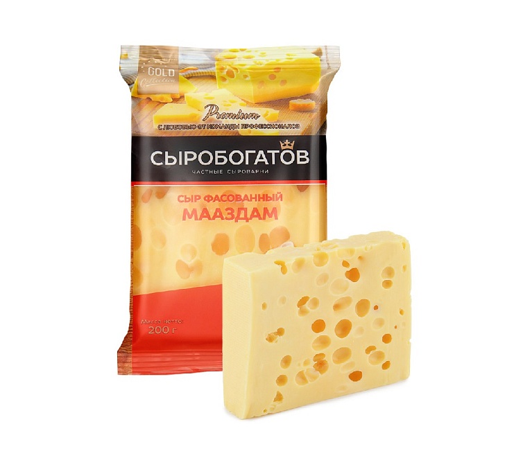 Сыр твердый 45% 200г Маасдам Сыробогатов Сыр твердый 45% 200г Маасдам Сыробогатов